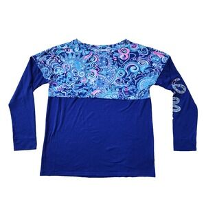 Lilly Pulitzer Cosmic Kismet Finn Shirt Size Small Blue Zodiac Astrology